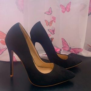 Black suede prettylittlething heels size 9